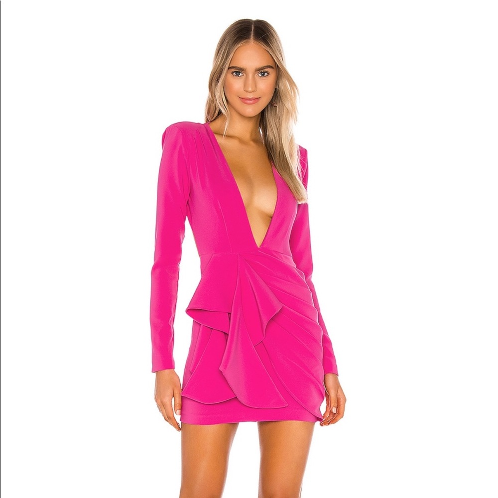 Michael Costello Revolve Ruched Long Sleeve Fena Mini Cocktail Dress Size S NWT